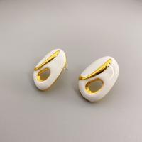 Brass Stud Earring 18K gold plated fashion jewelry & for woman & enamel nickel lead & cadmium free Sold By Pair