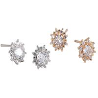 Srebro biżuteria kolczyki, 925 Srebro, Kwiat, Powlekane, biżuteria moda & dla kobiety & z kamieniem, dostępnych więcej kolorów, 8.26mm, sprzedane przez para