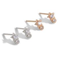 925 Sterling Silver Stud Earrings plated fashion jewelry & for woman & with rhinestone Sold By Pair