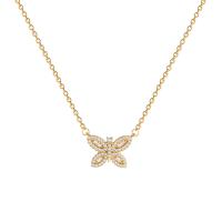 Titanium Steel Necklace with 6.2cm extender chain Butterfly real gold plated fashion jewelry & micro pave cubic zirconia & for woman golden 19mm Length 37.9 cm Sold By PC