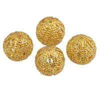 Hollow Brass Beads Round gold color plated DIY golden nickel lead & cadmium free 18mm Approx Sold By Bag