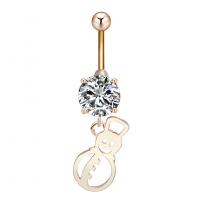 Stainless Steel Belly Ring, Tibetan Style, with Cubic Zirconia & 304 Stainless Steel, Snowman, Galvanic plating, Unisex & faceted, more colors for choice, nickel, lead & cadmium free, 8.50x41.10mm, Sold By PC