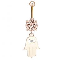 Stainless Steel Belly Ring Zinc Alloy with Cubic Zirconia & 304 Stainless Steel Hand Galvanic plating for woman & faceted nickel lead & cadmium free Sold By PC