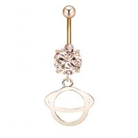 Stainless Steel Belly Ring Zinc Alloy with Cubic Zirconia & 304 Stainless Steel Galvanic plating for woman & faceted & hollow nickel lead & cadmium free Sold By PC