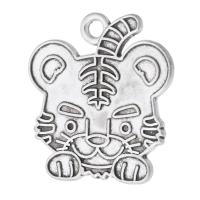 Tibetan Style Animal Pendants, Tiger, antique silver color plated, Unisex, silver color, nickel, lead & cadmium free, 23.50x25x1.50mm, Hole:Approx 2mm, Sold By KG
