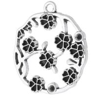 Tibetan Style Pendant Rhinestone Setting, antique silver color plated, DIY & hollow, silver color, nickel, lead & cadmium free, 25x28.50x2mm, Hole:Approx 2mm, Sold By KG