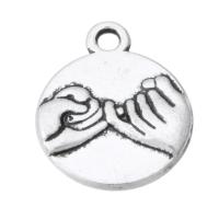 Tibetan Style Pendants, Flat Round, antique silver color plated, Unisex, silver color, nickel, lead & cadmium free, 14.50x17x3mm, Hole:Approx 2mm, Sold By KG