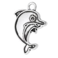 Tibetan Style Animal Pendants, Dolphin, antique silver color plated, Unisex, silver color, nickel, lead & cadmium free, 17x24x2mm, Hole:Approx 2mm, Sold By KG