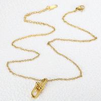 Titanium Steel Necklace, with 1.97 extender chain, gold color plated, for woman, golden, 25mm, Length:16.14 Inch, Sold By PC