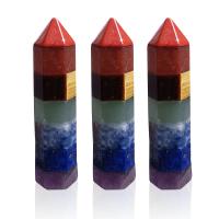 Gemstone Decoration, Conical, polished, patchwork, mixed colors, 13x48mm, Sold By PC