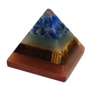 Gemstone Pyramid Decoration, Pyramidal, polished, patchwork, mixed colors, 28x30mm, Sold By PC