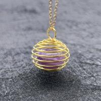 Gemstone Pendant, with brass wire, gold color plated, DIY & different materials for choice, more colors for choice, 15x20mm, Sold By PC