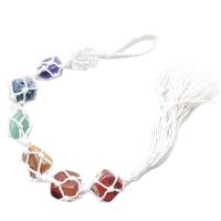 Gemstone Hanging Decoration, with Cotton Cord, mixed colors, 280-300mm, Sold By PC