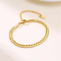 Stainless Steel Jewelry Bracelet, 304 Stainless Steel, with 2.17inch extender chain, Vacuum Ion Plating, Double Layer & fashion jewelry & for woman, golden, 1.50x3mm, Length:Approx 6.1 Inch, Sold By PC