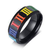 Titan Stål Finger Ring, epoxi klistermärke, mode smycken & olika storlek för val & för människan, svart, 8x2mm, Säljs av PC
