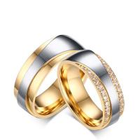 Pár prsteny, 304 Stainless Steel, lesklý, módní šperky & unisex & různé velikosti pro výběr & micro vydláždit kubické zirkony, 7mm, Prodáno By PC