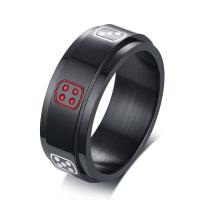 Titanium Steel Finger Ring, Vacuum Ion Plating, fashion jewelry & different size for choice & for man, black, 8x2mm, Sold By PC