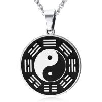 Stainless Steel Jewelry Necklace, 304 Stainless Steel, fashion jewelry & ying yang & for woman & epoxy gel, 2.4mm,30mm, Length:Approx 19.69 Inch, Sold By PC
