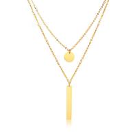 Stainless Steel Jewelry Necklace, 304 Stainless Steel, with 1.57inch extender chain, 18K gold plated, Double Layer & fashion jewelry & for woman, golden, 5*32mm,10mm, Length:Approx 16.54 Inch, Sold By PC