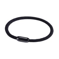 Milan Cord Bracelet with 316 Stainless Steel Round plumbum black color plated fashion jewelry 4mm Sold By PC