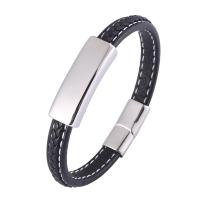Microfiber PU Bracelet, with 316 Stainless Steel, Round, silver color plated, fashion jewelry & different length for choice, more colors for choice, 8mm, Sold By PC