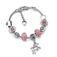 Zinc Alloy Bracelet with Crystal Unicorn silver color plated fashion jewelry & for woman nickel lead & cadmium free Sold By PC