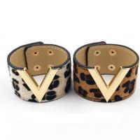 PU Leather Cord Bracelets with Zinc Alloy gold color plated fashion jewelry & for woman Sold By PC