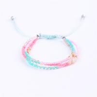 Polyester Cord Bracelet with Seedbead & zinc alloy bead plated Adjustable & fashion jewelry & multilayer Length 16-27 cm Sold By PC