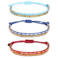 Polyester Cord Bracelet, with Seedbead & Brass, gold color plated, Adjustable & fashion jewelry & multilayer, more colors for choice, Length:14-26 cm, Sold By PC