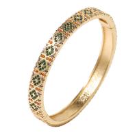 Brass Bangle, gold color plated, micro pave cubic zirconia & for woman, gold, 58mm, Sold By PC