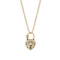 Cubic Zircon Micro Pave Brass Necklace, gold color plated, micro pave cubic zirconia & for woman, gold, 15x25mm, Length:Approx 17.7 Inch, Sold By PC
