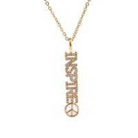 Cubic Zircon Micro Pave Brass Necklace Alphabet Letter gold color plated micro pave cubic zirconia & for woman gold Length Approx 17.7 Inch Sold By PC