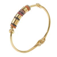 laiton bracelet ordinaire, Placage de couleur d'or, pavé de micro zircon & pour femme, Or, 60mm, Vendu par PC