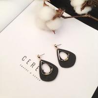 Wood Earring, for woman, silver color, 52x35mm, Sold By Pair