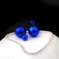 Plastic Pearl Stud Earring, Round, epoxy gel, for woman, more colors for choice, 16mm, Sold By Pair