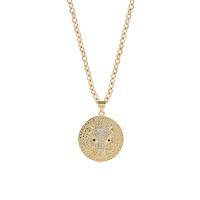 Cubic Zircon Micro Pave Brass Necklace Flat Round gold color plated micro pave cubic zirconia & for woman gold Length Approx 17.7 Inch Sold By PC