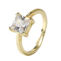 Cubic Zircon Brass δάχτυλο του δακτυλίου, Ορείχαλκος, χρώμα επίχρυσο, Ρυθμιζόμενο & μικρο ανοίξει κυβικά ζιρκονία & για τη γυναίκα, χρυσός, 17mm, Sold Με PC