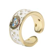 Brass Cuff Finger Ring gold color plated Adjustable & micro pave cubic zirconia & for woman & enamel 18mm Sold By PC