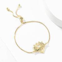 Cubic Zirconia Micro Pave Brass Bracelet gold color plated micro pave cubic zirconia & for woman & hollow gold 220mm Sold By PC