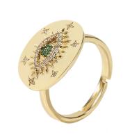 Cubic Zirconia Micro Pave Brass Ring gold color plated Adjustable & micro pave cubic zirconia & for woman 18mm Sold By PC