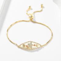 Cubic Zirconia Micro Pave Brass Bracelet, gold color plated, micro pave cubic zirconia & for woman & hollow, gold, 220mm, Sold By PC