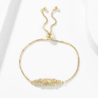 Bracelet cubique en laiton zircon pavent, Placage de couleur d'or, pavé de micro zircon & pour femme, Or, 220mm, Vendu par PC