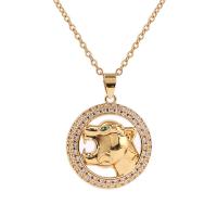 Cubic Zircon Micro Pave Brass Necklace gold color plated micro pave cubic zirconia & for woman & hollow gold Length Approx 17.7 Inch Sold By PC