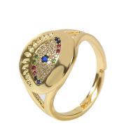 Cúbicos Circonia Micro Pave anillo de latón, metal, chapado en color dorado, Ajustable & micro arcilla de zirconia cúbica & para mujer, dorado, 18mm, Vendido por UD