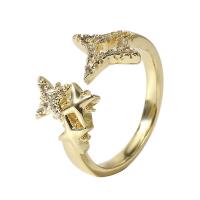 Cúbicos Circonia Micro Pave anillo de latón, metal, chapado en color dorado, Ajustable & micro arcilla de zirconia cúbica & para mujer, dorado, 18mm, Vendido por UD