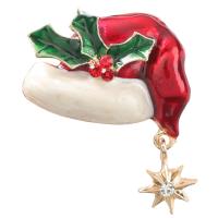 Christmas Brooches Zinc Alloy with acrylic rhinestone Christmas Hat gold color plated for woman & enamel & with rhinestone nickel lead & cadmium free Sold By Lot