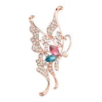 Rhinestone Brooch Zinc Alloy Butterfly rose gold color plated for woman & with rhinestone & hollow nickel lead & cadmium free Sold By Lot