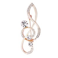 Rhinestone Brooch Zinc Alloy Music Note plated for woman & with rhinestone & hollow nickel lead & cadmium free Sold By Lot