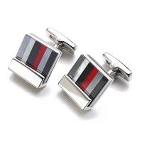 Cufflinks Brass with Agate & Shell Square silver color plated fashion jewelry & for man Sold By Lot