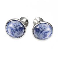 Cufflinks Brass with Resin Round silver color plated fashion jewelry & for man Sold By Lot